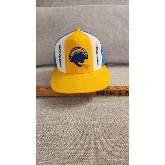 VINTAGE San Diego Chargers AJD NFL 1980s Lucky Stripes SnapBack Trucker Hat - Picture 10 of 14